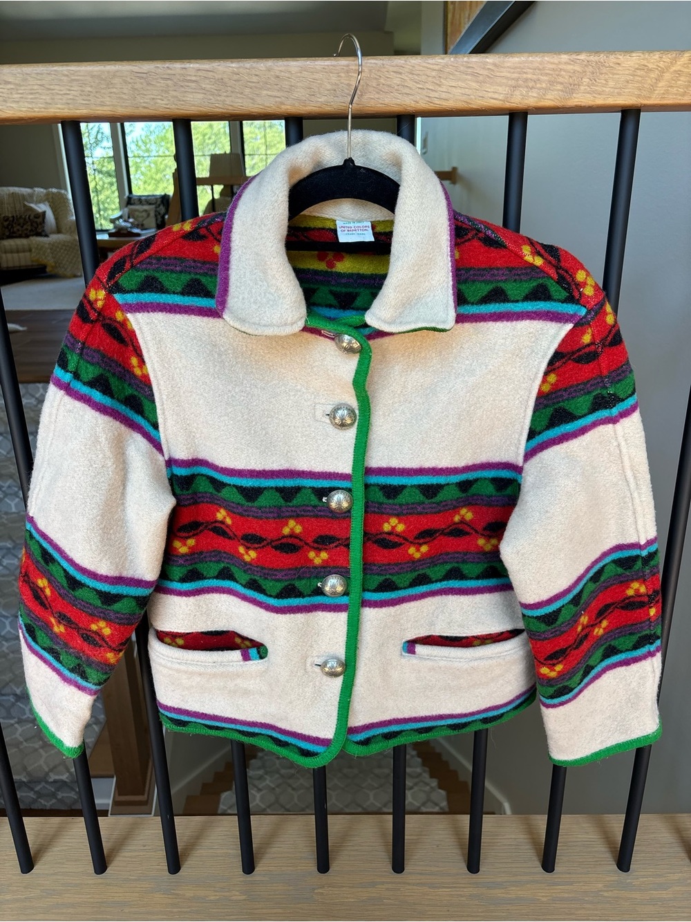 United Colors of Benetton Vintage 100% Virgin Wool Made In Italy Jacket Coat